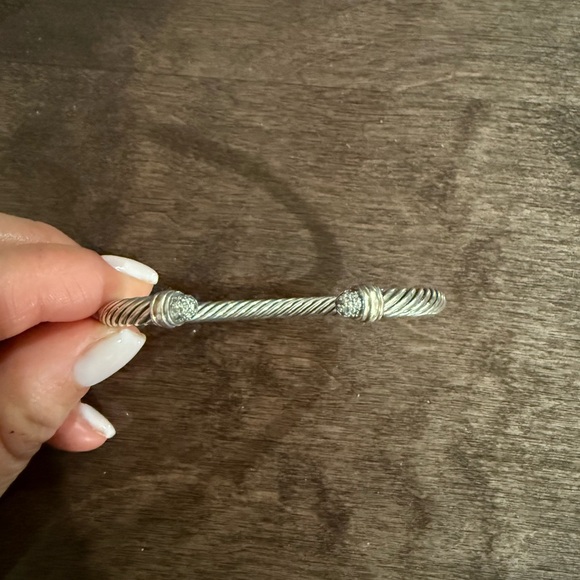 David Yurmam Cable Bracelet Sterling Silver with Pavé Diamond Domes, 5mm - Picture 3 of 5